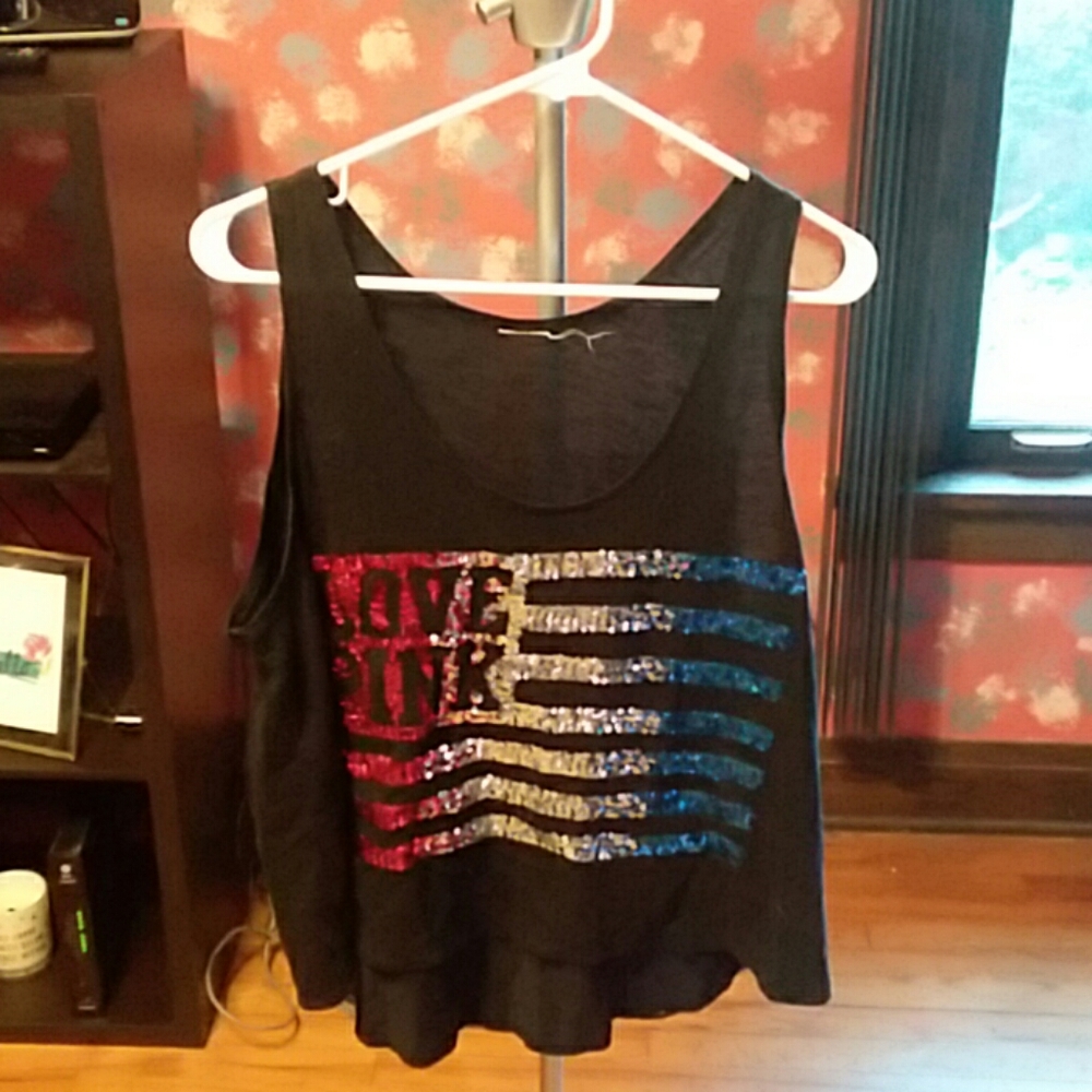 VS PINK sequin flag top